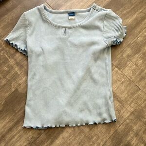 Old Navy Blue Blouse with Scalloped Trim